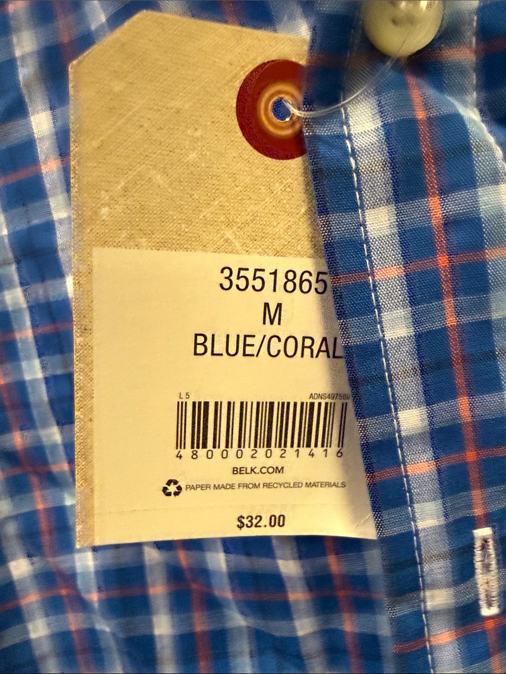 Saddlebred Blue Multi-Plaid Short Sleeve Button-Down Shirt - Picture 4 of 4